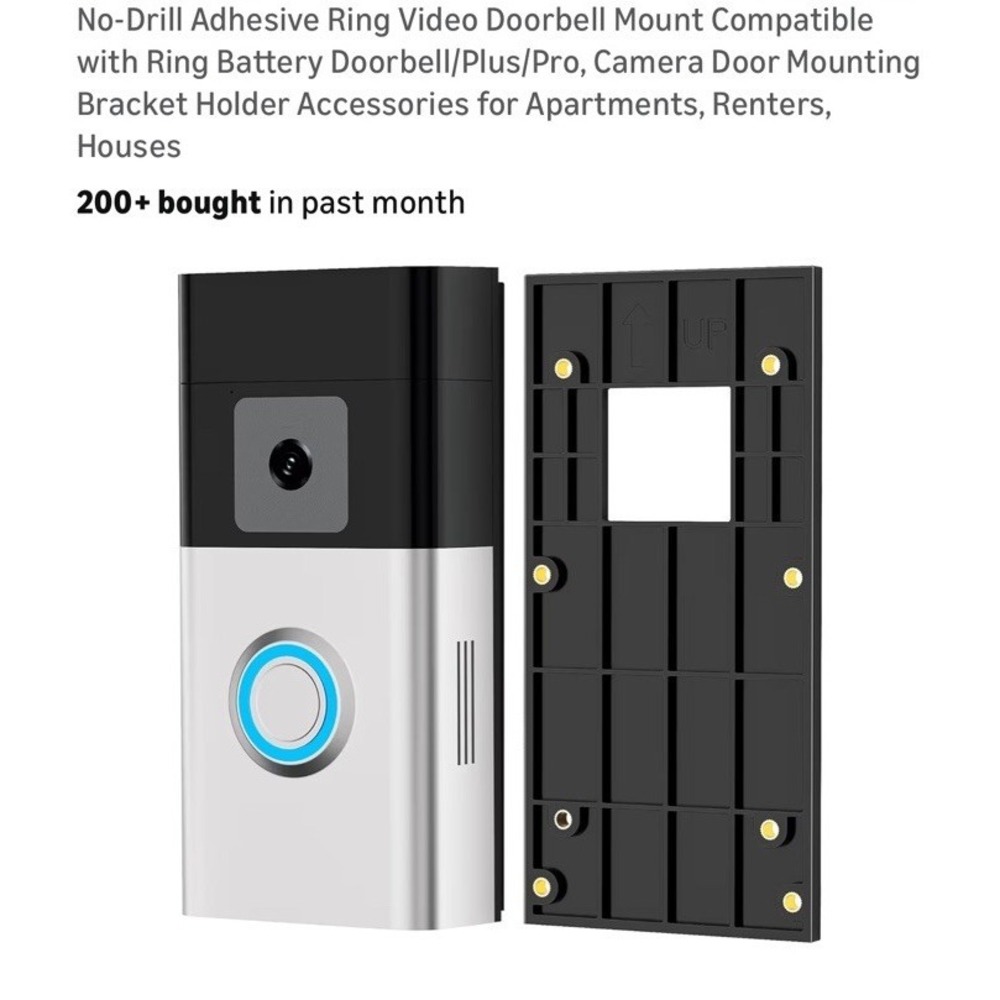 No-Drill Adhesive Video Doorbell Mount  Apartments, Renters, Houses